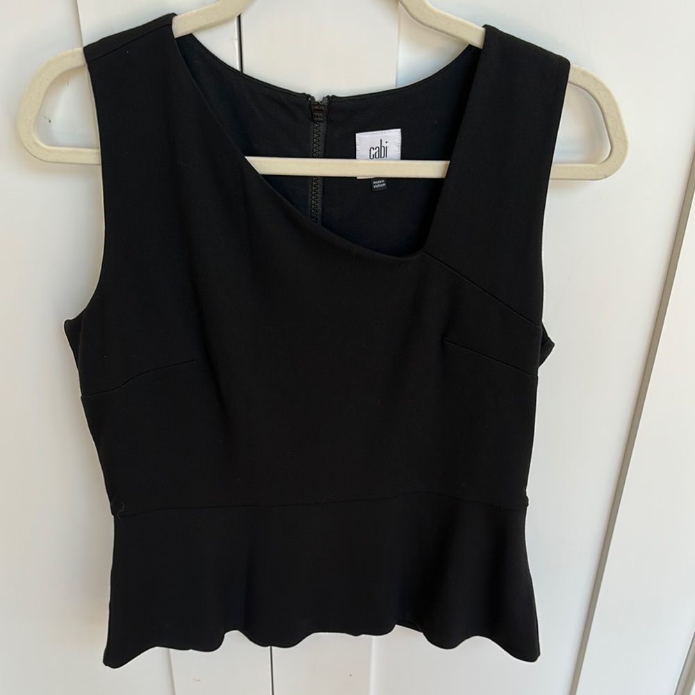 CAbi Black Sleeveless Peplum Blouse Size S